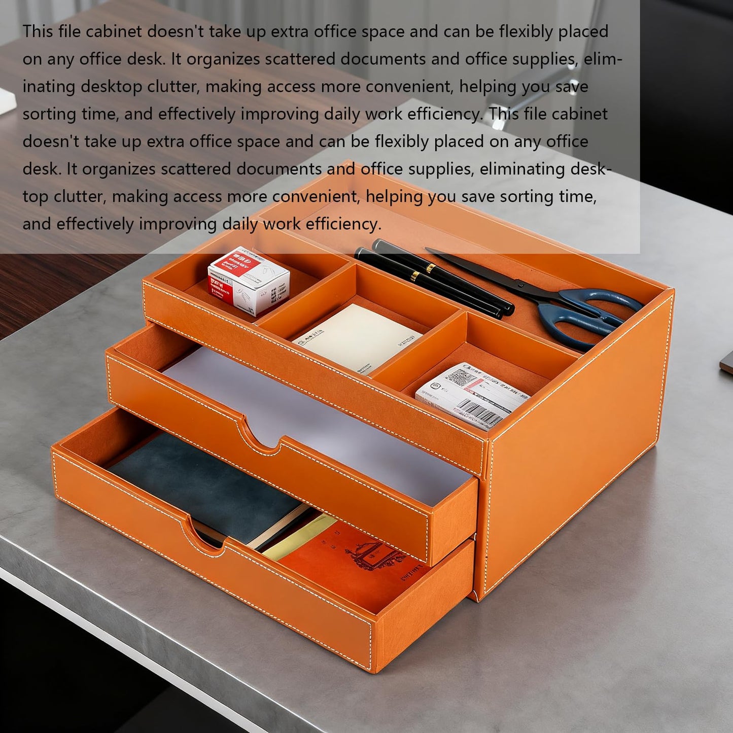 SYRWDXTX Household Multifunctional Desktop Storage Cabinet, Drawers and Four Separate Organizers, Watch box Four divider Storage Box on the Bedside Table in the Room (brown)