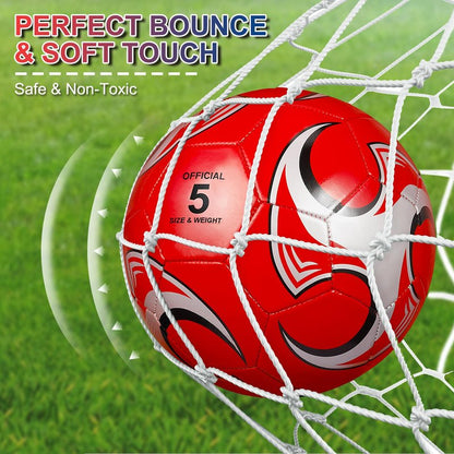 Libima 13 Pcs Soccer Ball Bulk 10 Pcs Official Size 4, 5 Soccer Ball with 2 Pump and Carry Bag Outdoor Indoor Training Practice Football Sports Party Back to School(Size5,Classic Style,Red, Blue)