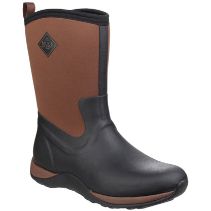 MUCK Arctic Weekend Mid-Height Rubber Womens Winter Boots, Black/Tan, 7