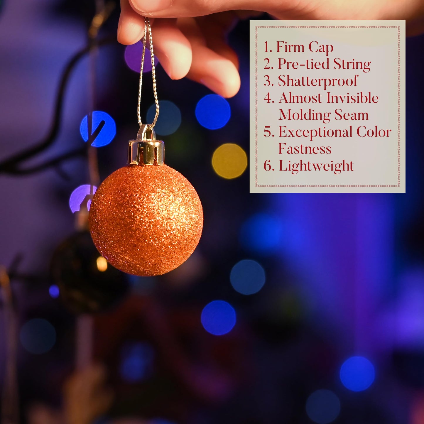 Valery Madelyn 1.57 Inches Small Christmas Tree Decorations Ornament Set for 4th of July Fall Halloween, 24ct Orange Purple Green Shatterproof Hanging Ball Ornaments Holiday Party Decor
