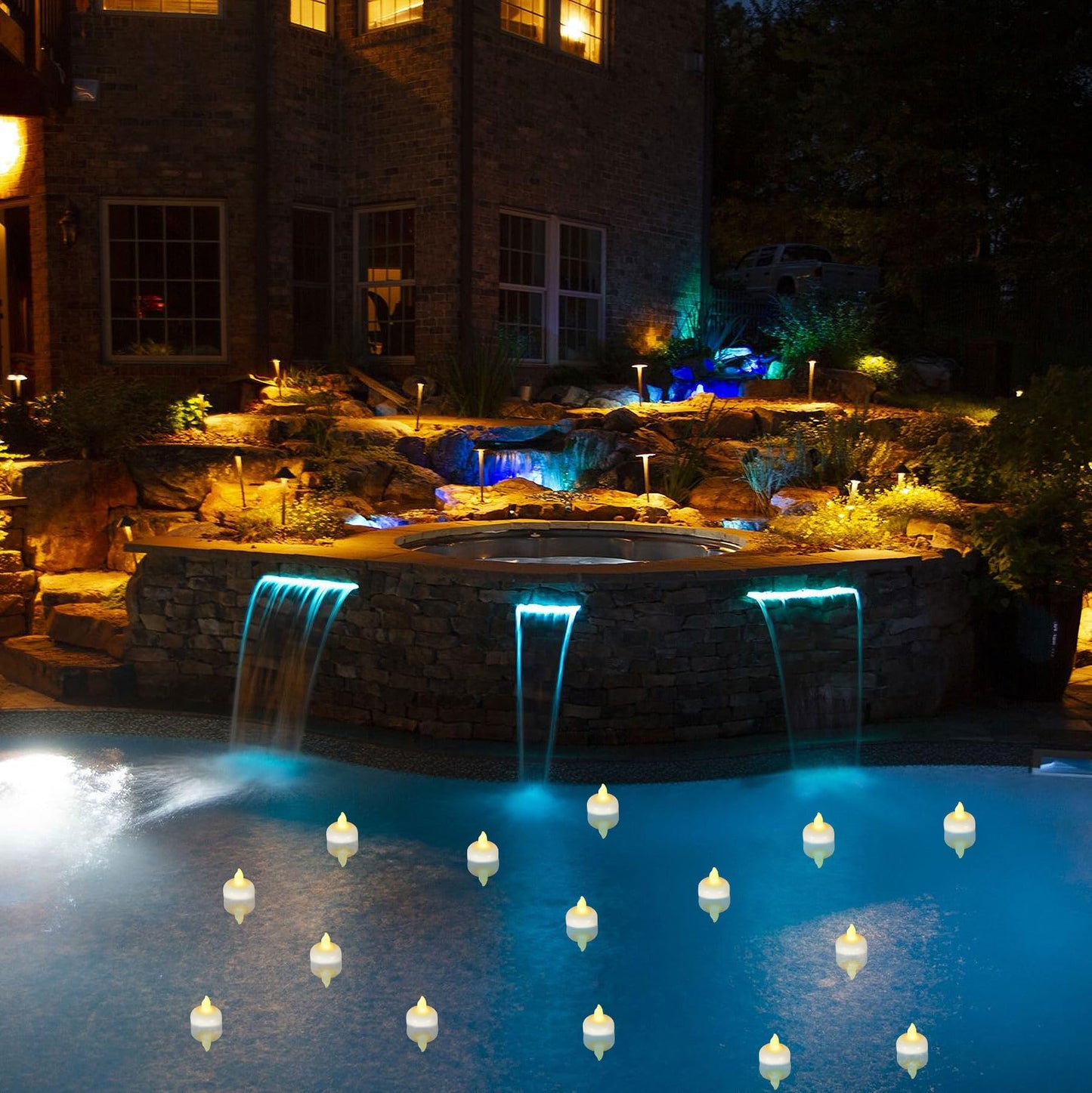 Yakpo 72 Pack Flameless Flickering Floating Tea Lights, Warm White Battery Operated Outdoor Waterproof Candles, LED Votive Tealight Candles Bulk for Wedding Centerpiece Vase Pond Halloween Decorations