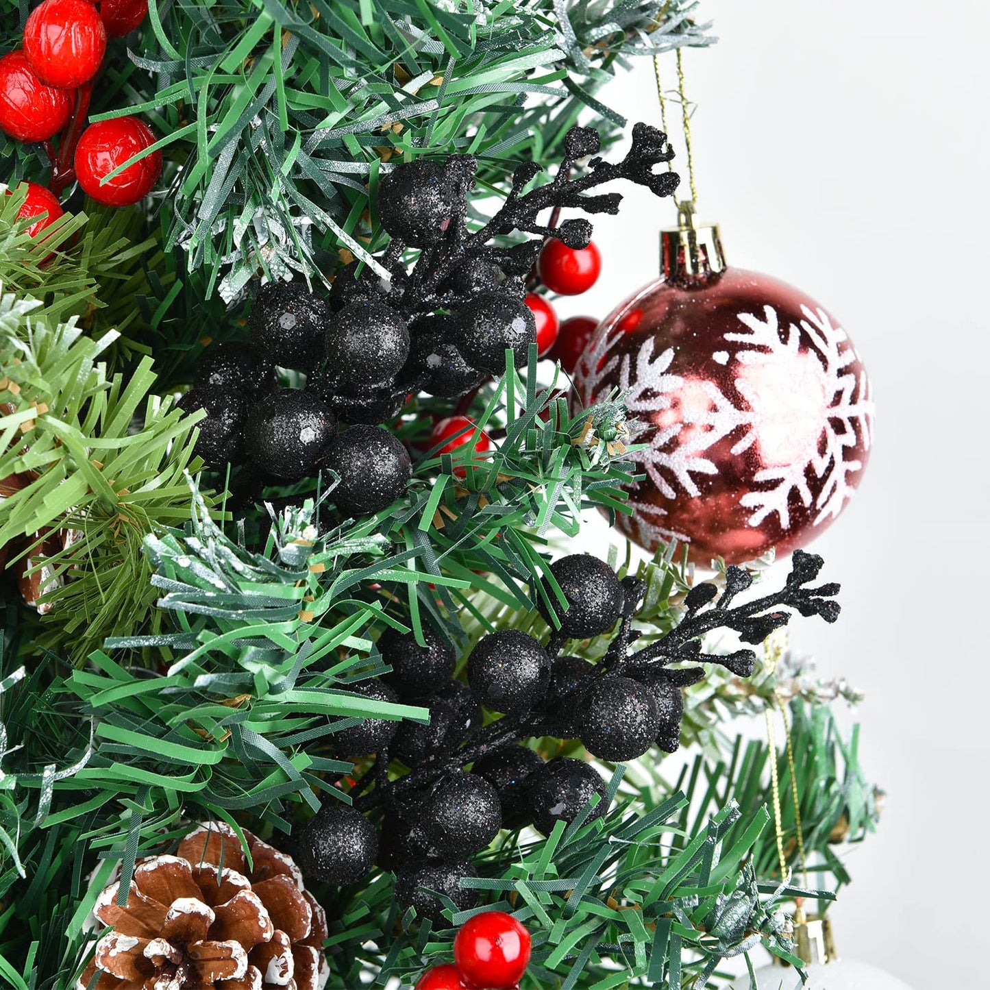 DearHouse 14 Pack Christmas Glitter Berries Stems, 7.8Inch Artificial Christmas Picks for Christmas Tree Ornaments, DIY Xmas Wreath, Crafts, Holiday and Home Decor (Black)