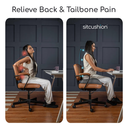 Extra Large Memory Foam Seat Cushions for Office Chairs, Pressure Relief Seat Cushion for Tailbone Pain Relief, Sciatica & Back Pain, Ergonomic Office Chair Cushion for Long Sitting & Driving (Black)