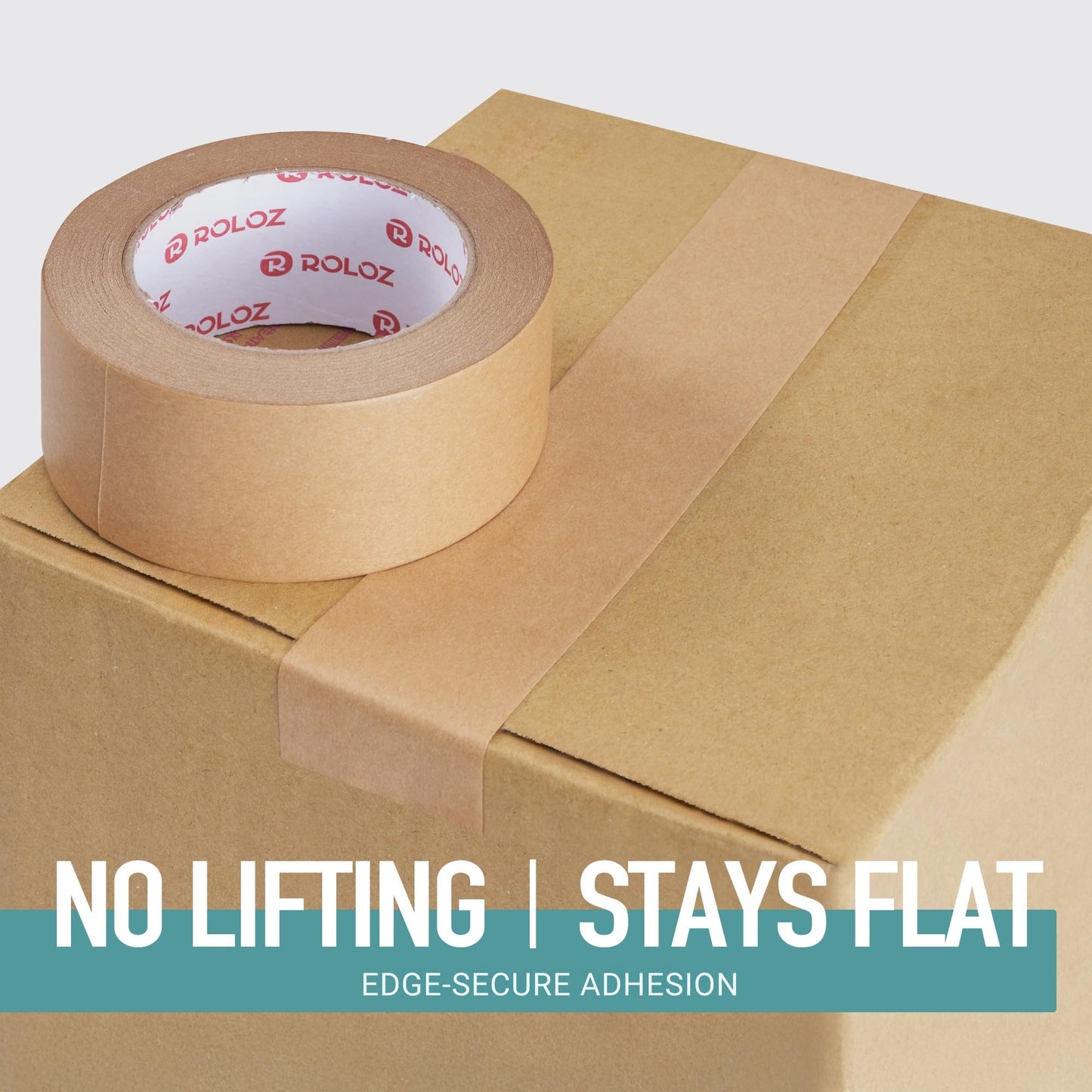 Roloz Brown Kraft Paper Packing Tape 6-Pack 2in x 44 yd – Strong Adhesive, Hand-Tearable, Writable Shipping Tape for Boxes – Ideal for Packing, Moving, Storage, Mailing, and Shipping