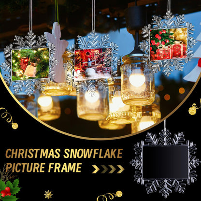 Yookeer 9 Pcs Christmas Snowflake Hanging Photo Frame Snowflake Ornaments Xmas Picture Ornaments Christmas Acrylic Photo Decorations Picture Frame for Xmas Tree (Classic)