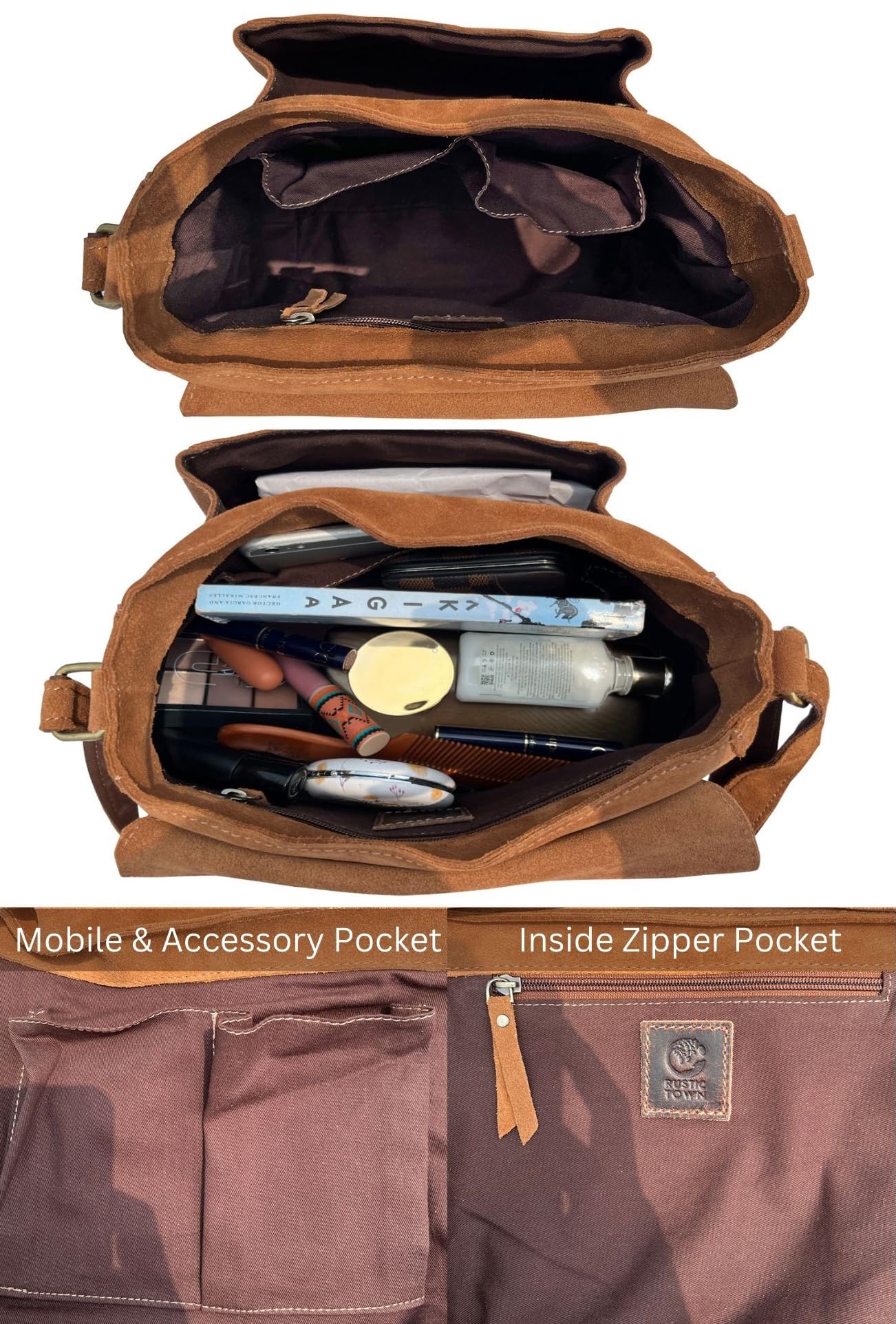 Leather Shoulder Bag for Women - Leather Vintage Crossbody Saddle Bag Purse - Boho Sling Bag Travel Satchel for Ladies