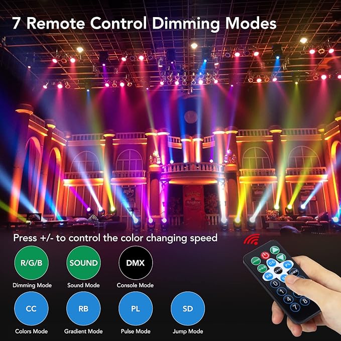 Dj Lights, 6 Pack 36 LED Par Lights Stage Lights with Sound Activated Remote Control & DMX Control, Stage Lighting Uplights for Wedding Club Music Show Christmas Holiday Party Lighting