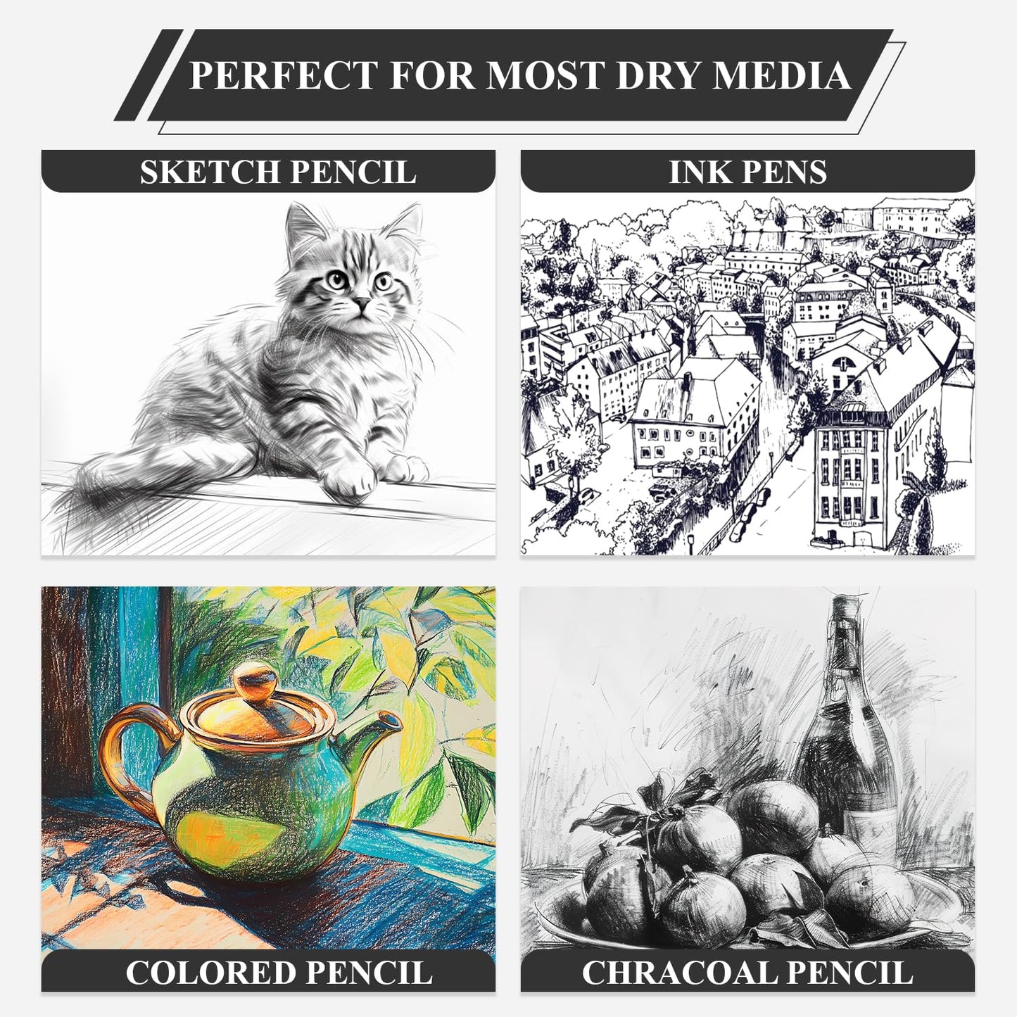 Yagol Sketch Book 9x12, 100 Sheets Spiral Bound Sketchbook, 68lb/100gsm Acid-Free Drawing Paper Pad for Sketching, Pencil, Charcoal & Dry Media, Art Sketch Pad for Students, Beginners & Artists.