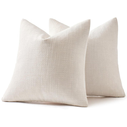 MIULEE Burlap Linen Throw Pillow Covers 18x18 Inch Set of 2 Cream White Christmas Decorative Pillows Modern Farmhouse Soft Accent Cushion Covers for Couch Sofa Bedroom Livingroom Home Decor