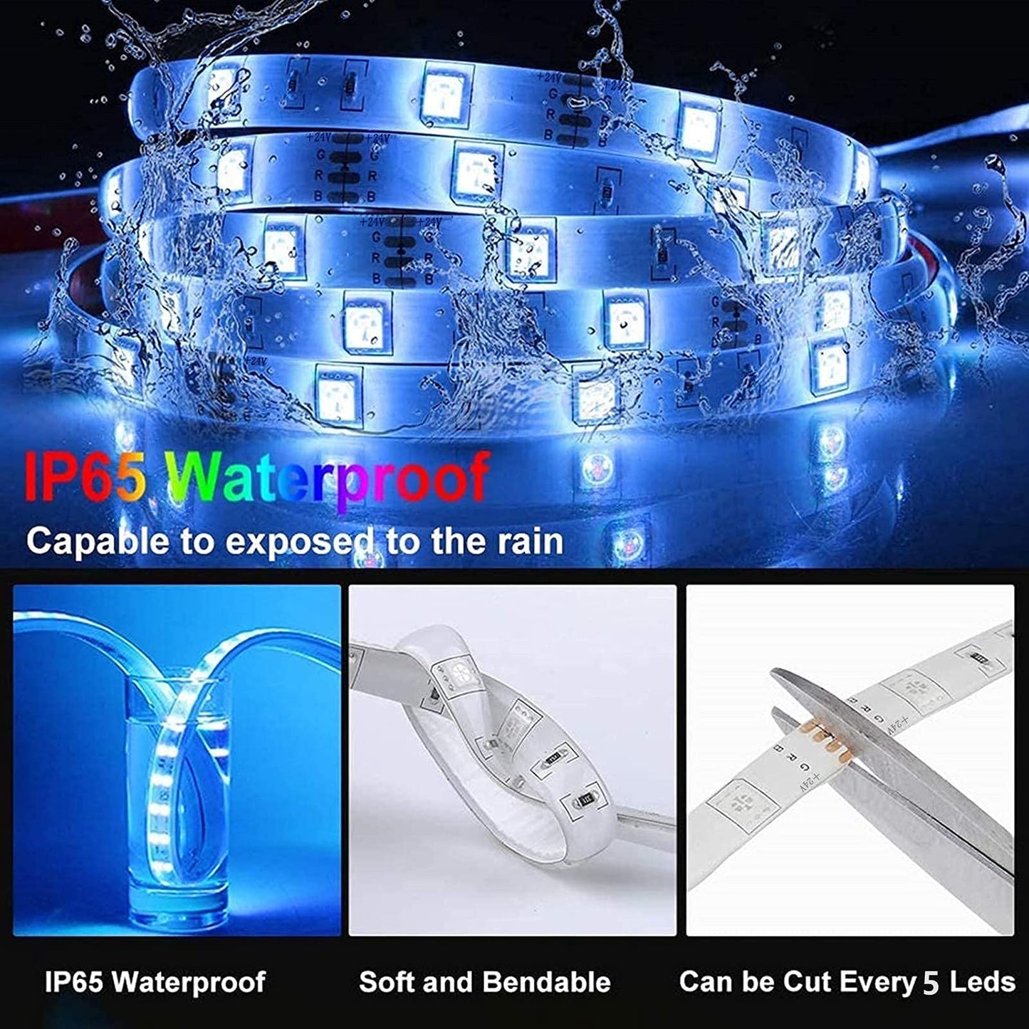 MIHEAL Led Light Strip, WiFi Wireless Smart Phone Controlled 65.6ft Waterproof Strip Light Kit White Band 5050 LED Lights,Working with Android and iOS System,IFTTT