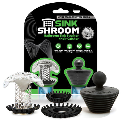 SinkShroom Ultra Revolutionary Bathroom Sink Drain Protector, Stainless Steel with Stopper