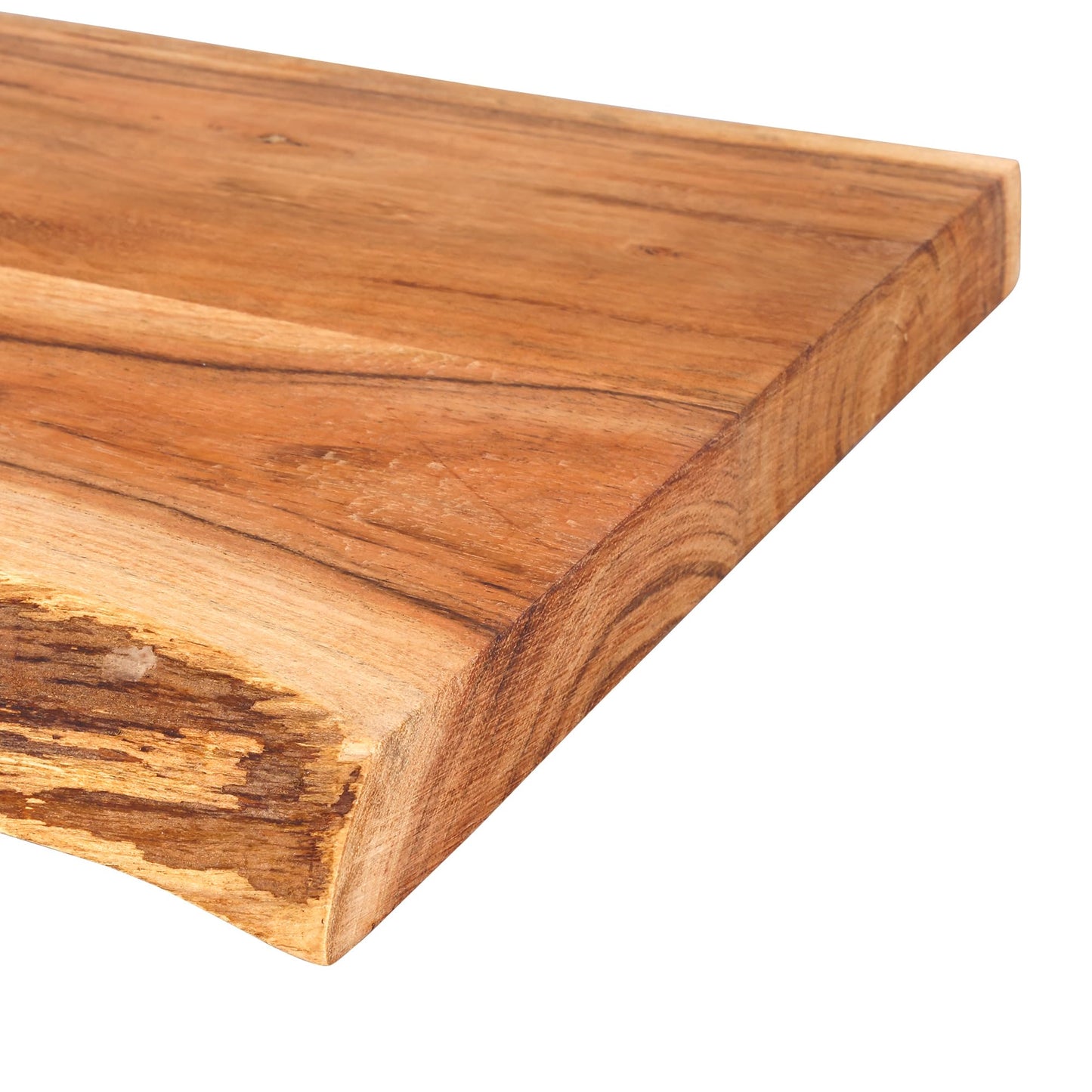 GoCraft Acacia Wood Live Edge Cutting Board – 17 x 10 Inch – with Internal Round Handle | Rustic Rectangular Charcuterie Board | Cheese Serving Tray | Wooden Chopping Block | Kitchen Cutting Platter