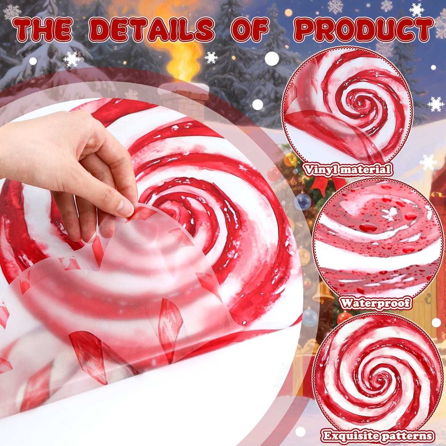 Marspark 4 Pcs Large Christmas Wall Stickers Decals Removable 35.5 x 13.5 Inch Candy Cane Wall Sticker Christmas Snowflakes Window Clings Candy Ornament for Bedroom Living Room Offices Home Decoration