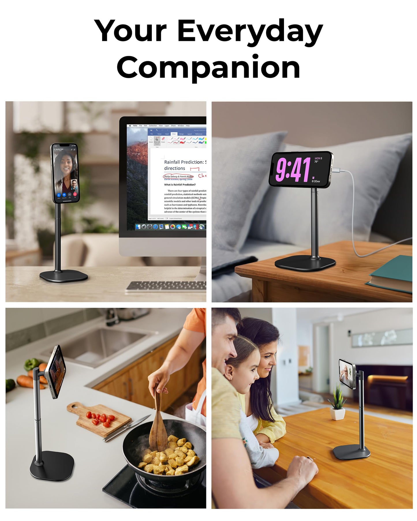 COOPER MagStand, Adjustable Magnetic iPhone Stand for Desk & Phone Holder for Video Recording, Compatible with MagSafe, Stand for iPhone 17 Pro Max, 16/15/14/13/12, Small Mag Safe Tripod (Black)