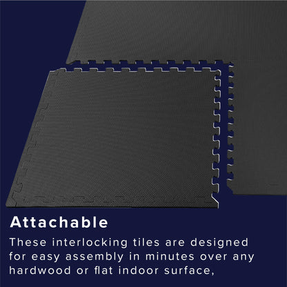 We Sell Mats 3/8 Inch Thick Multipurpose Exercise Floor Mat with EVA Foam, Interlocking Tiles, Anti-Fatigue for Home, or Gym, 24 in x 24 in
