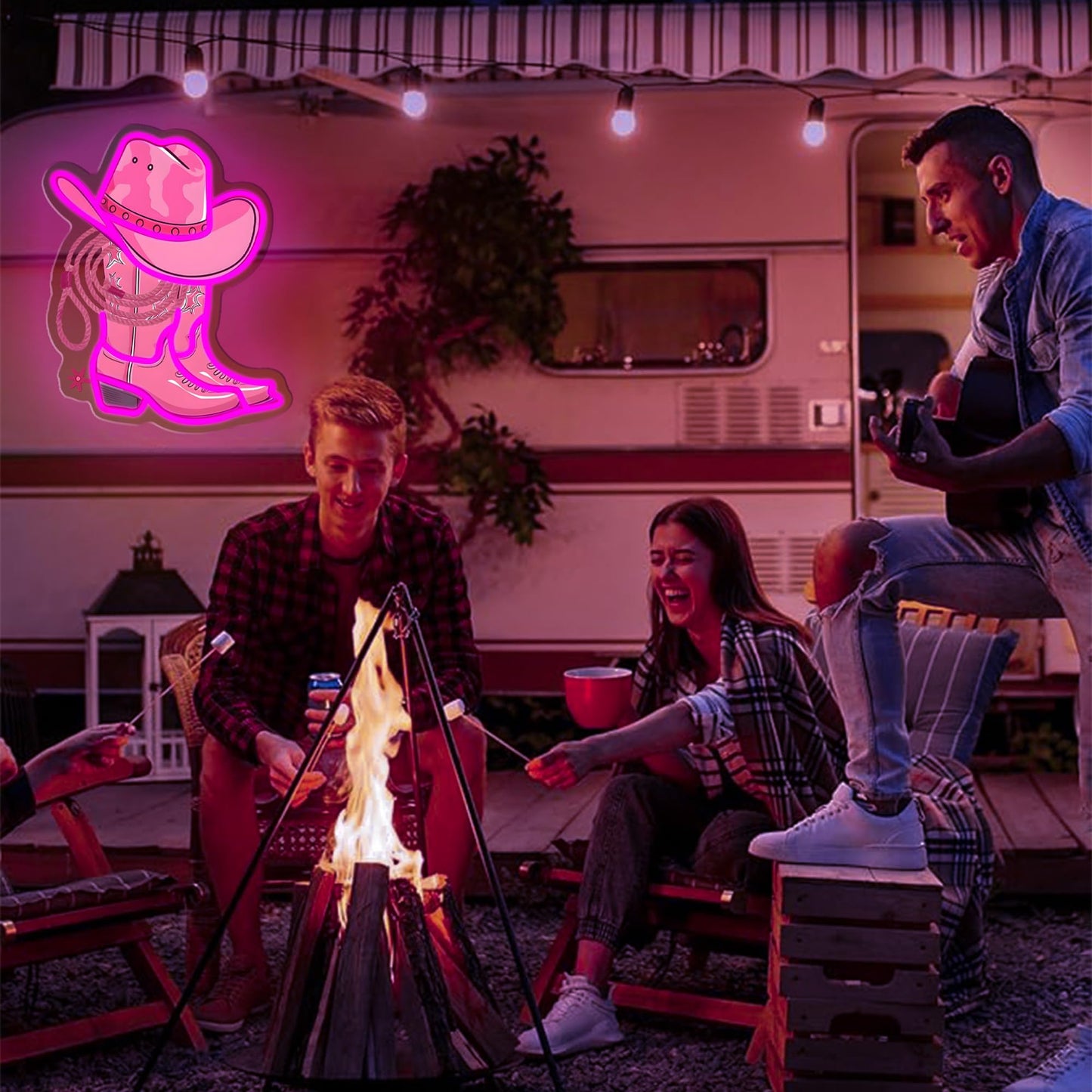 Cowboy Boot with Hat Lasso Neon Signs for Wall Decor, Led Pink Cowgirl Boot Neon Sign, Aesthetic Western Wall Art, Cowboy LED Sign for Room Bedroom Party Bar Decor Birthday Christmas Gifts (Pink)