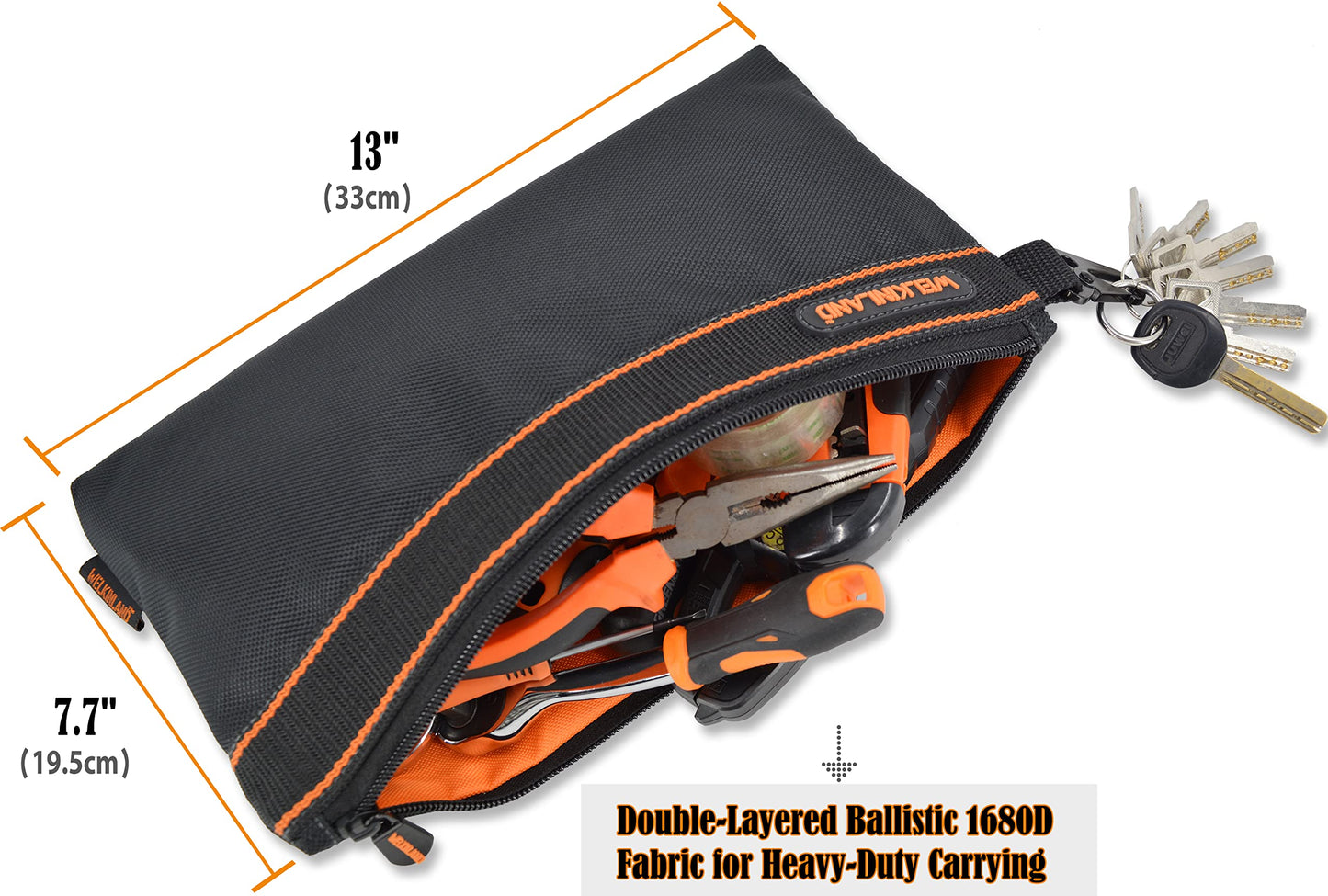 WELKINLAND 4-Packs Small tool pouch, Heavy-Duty Tool pouches, Electrician tools pouch bag, Tools pouches w/clip, Small Zippered tool bag