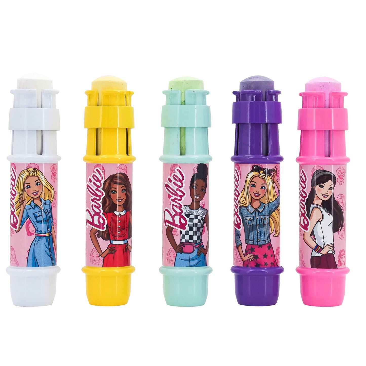 Sunny Days Entertainment Barbie Jumbo Chalk Holders | 5 Chalk Sticks with Holders for Kids | Barbie Outdoor Toys