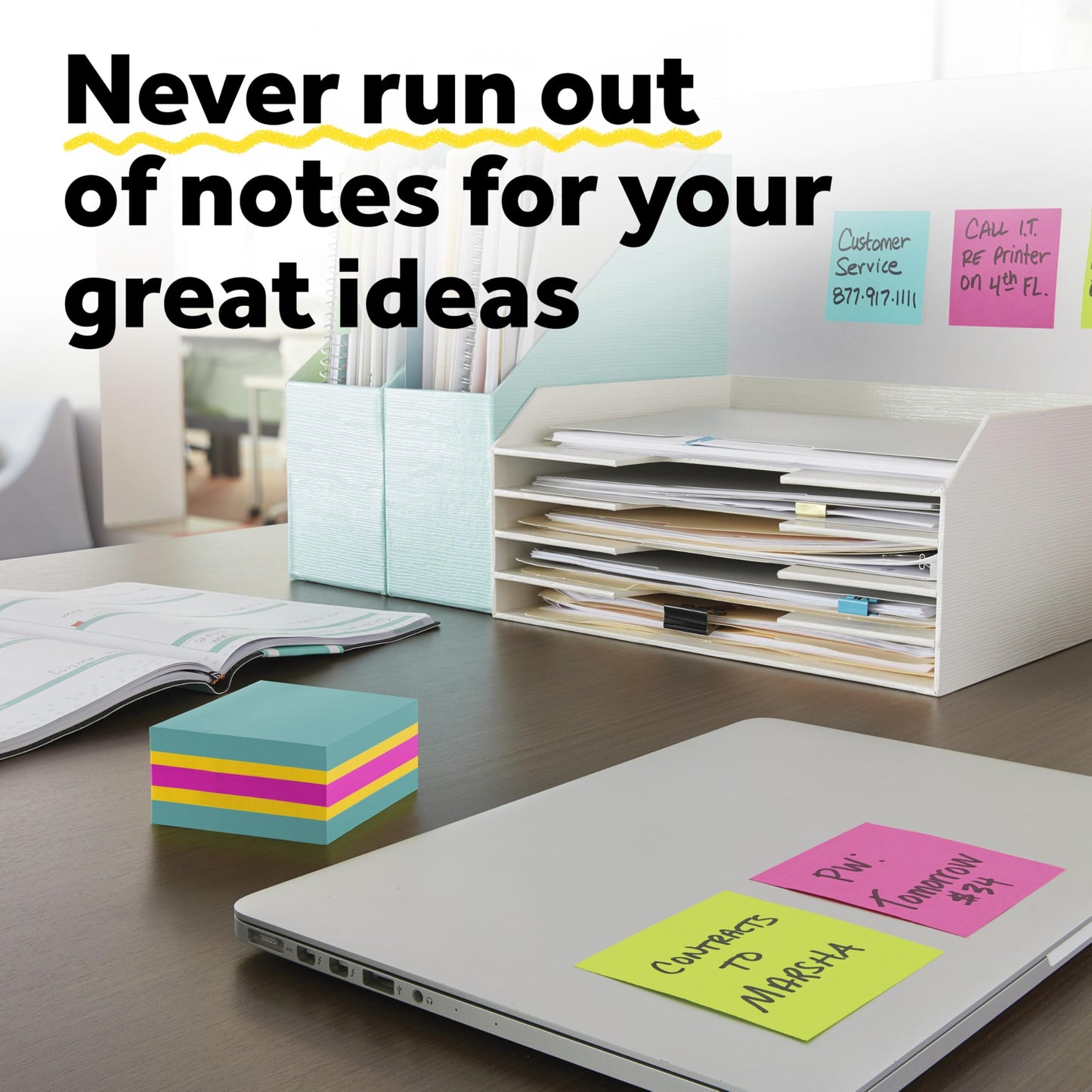 Post-it Super Sticky Notes, 1 Cube Note Sticky Notes Pad, 3 x 3 in., School Supplies and Oﬃce Supplies, 2X the Sticking Power, Neutrality Collection
