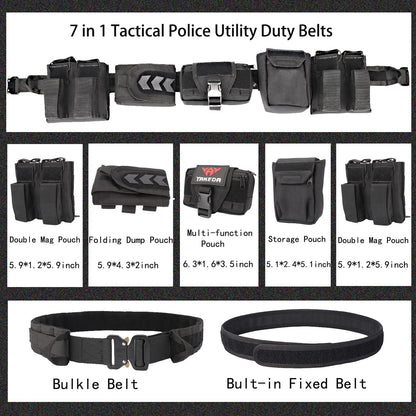 YAKEDA Tactical Battle Belts for Men- Quick Release Trigger Airsoft Belt Heavy Duty Belts with Pouches 7 PCS (Tan)