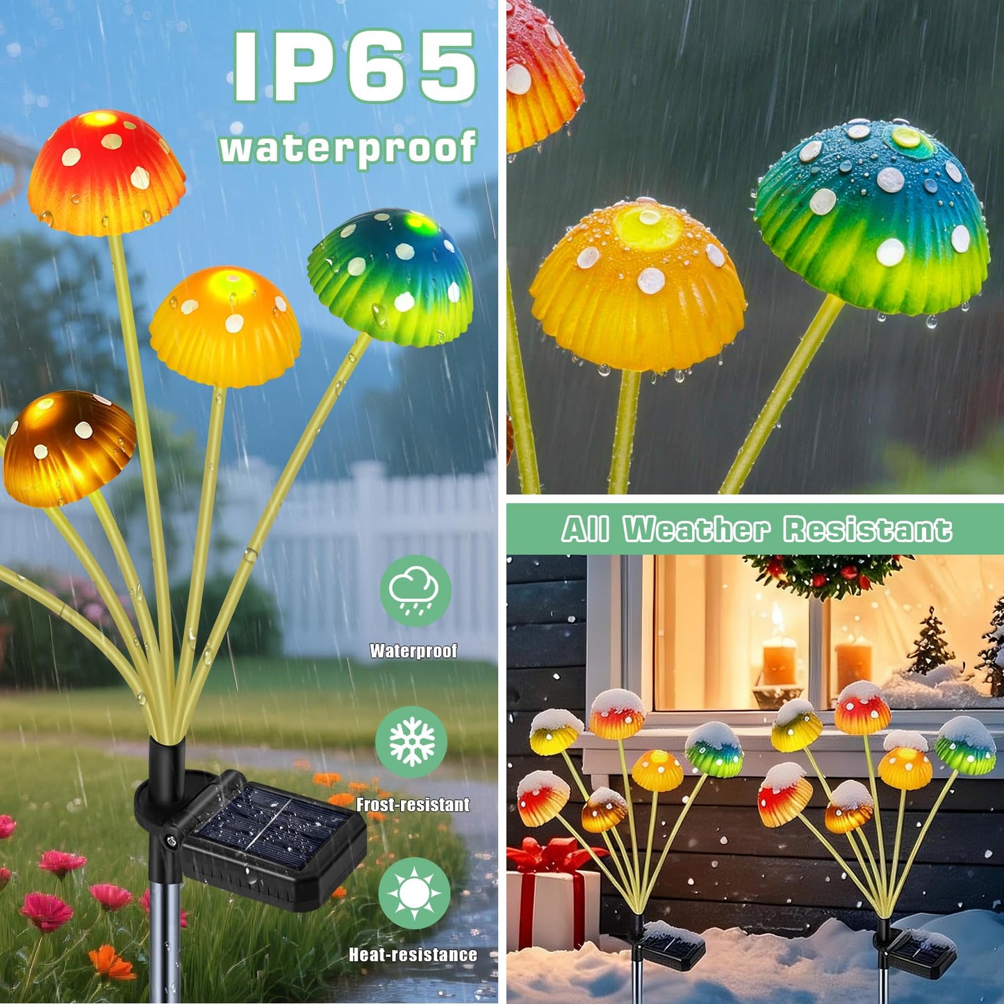 TEDOF Solar Mushroom Garden Lights for Outside,4 Pack 24 LED Solar Swaying Mushroom Lights Waterproof Outdoor Decor for Lawn Porch Patio,Birthday Mothers Day Gifts for Women Mom