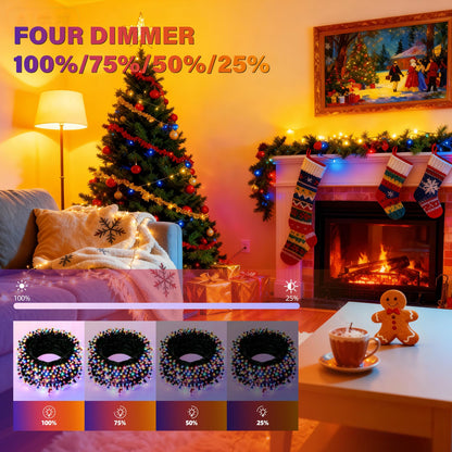 AHAWILL String Lights for Christmas Decor,LED RGB Classroom Lights, Waterproof Fairy Lights Indoor for Christmas Decor,Dimmable,8 Modes,Valentine's Day Home Decorations (166ft)