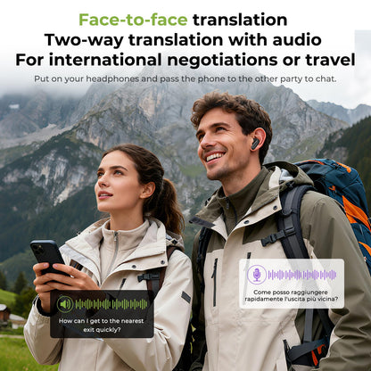 NE20 Earbuds, 2025 New NE20 AI Translation Earbuds in Real Time, Language Translator Headphones with LCD Touch Screen Audifonos Traductores Inglés Español Support 140 Languages for Travel Business