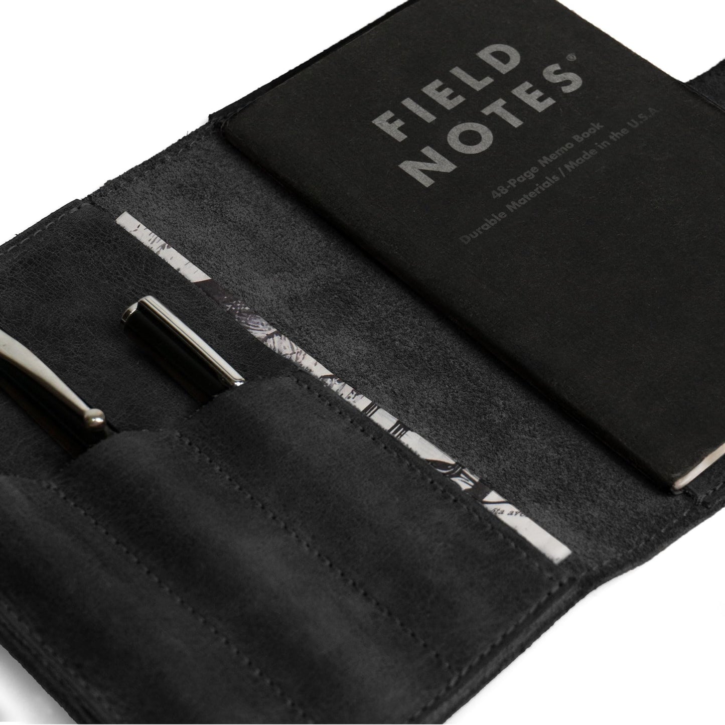 Leather Worx, Rustic Cover for Field Notes (3.5 x 5.5 in. Notebook not Included) with Pen Slots, Protective Storage for Journal, Full Grain Leather, Handmade (Charcoal Black)