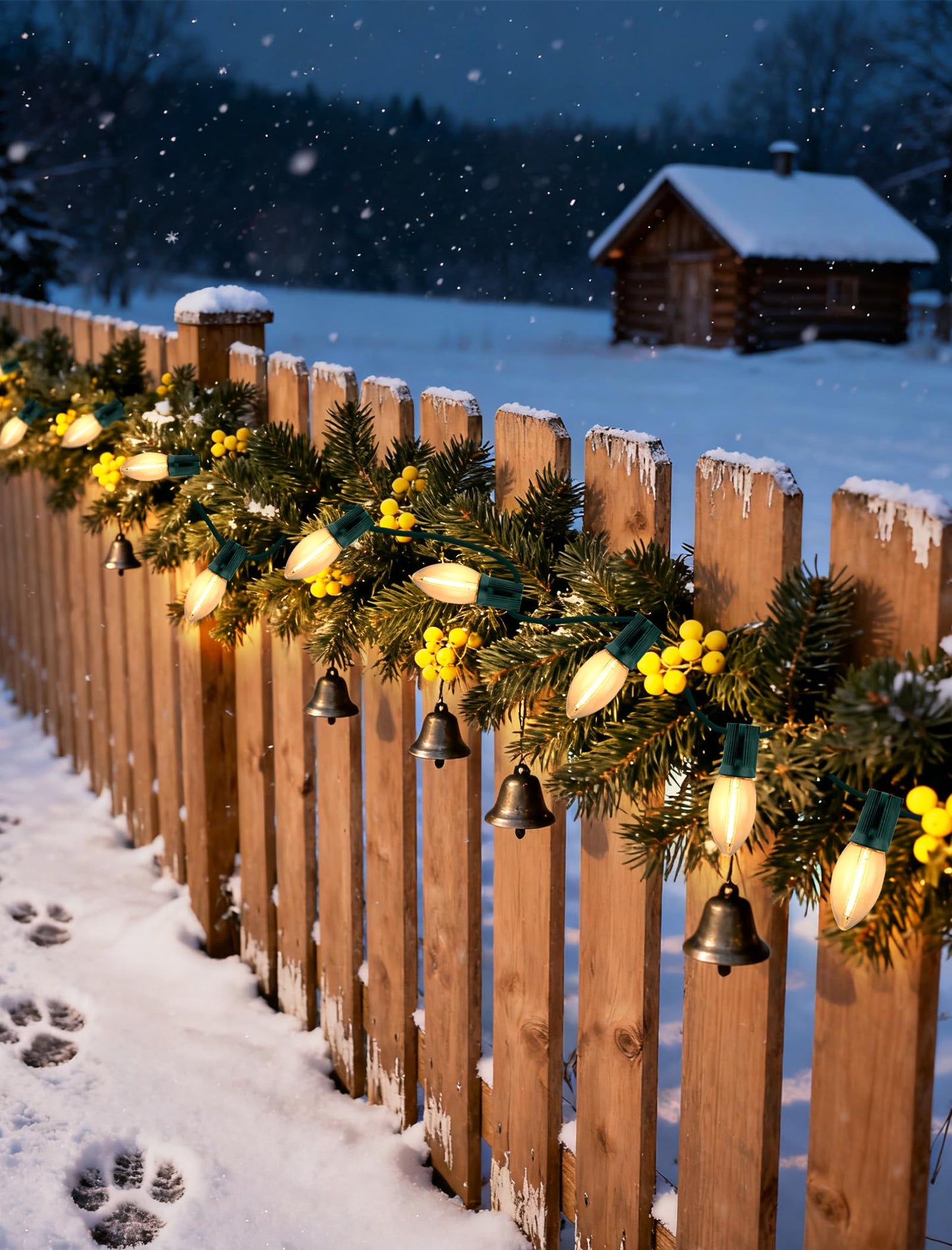 Adirxon C9 Christmas Lights Outdoor 25FT - Commercial Grade LED String Lights with 25 Warm White Bulbs, UL Certified, Waterproof & Connectable for Xmas, Holiday, Yard, Roofline Decor (Green Wire)