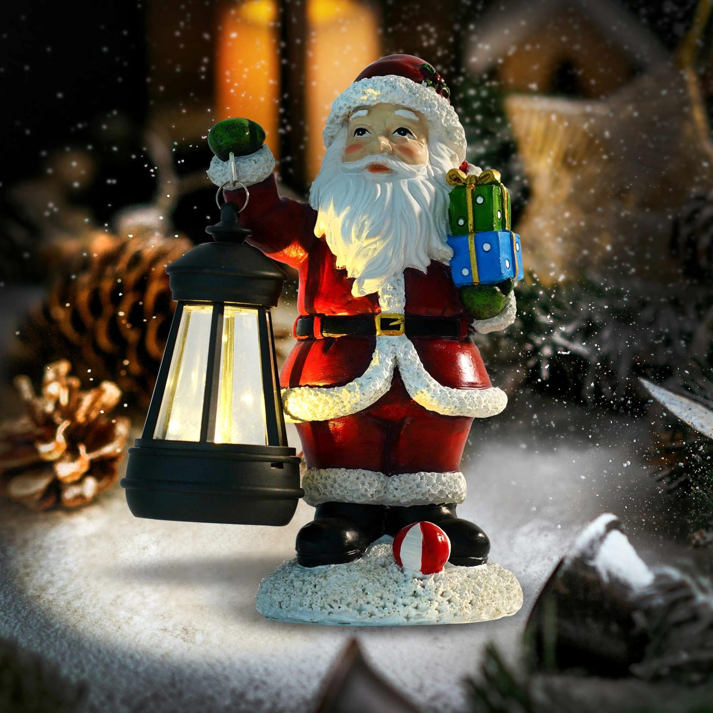 Christmas Decorations Santa Claus Decor Christmas Statues Standing Figurines Indoor Ornaments 2025 with Lantern Light for Home Table Centerpieces Mantel Bedroom Window Yard Porch Lawn,Santa Claus