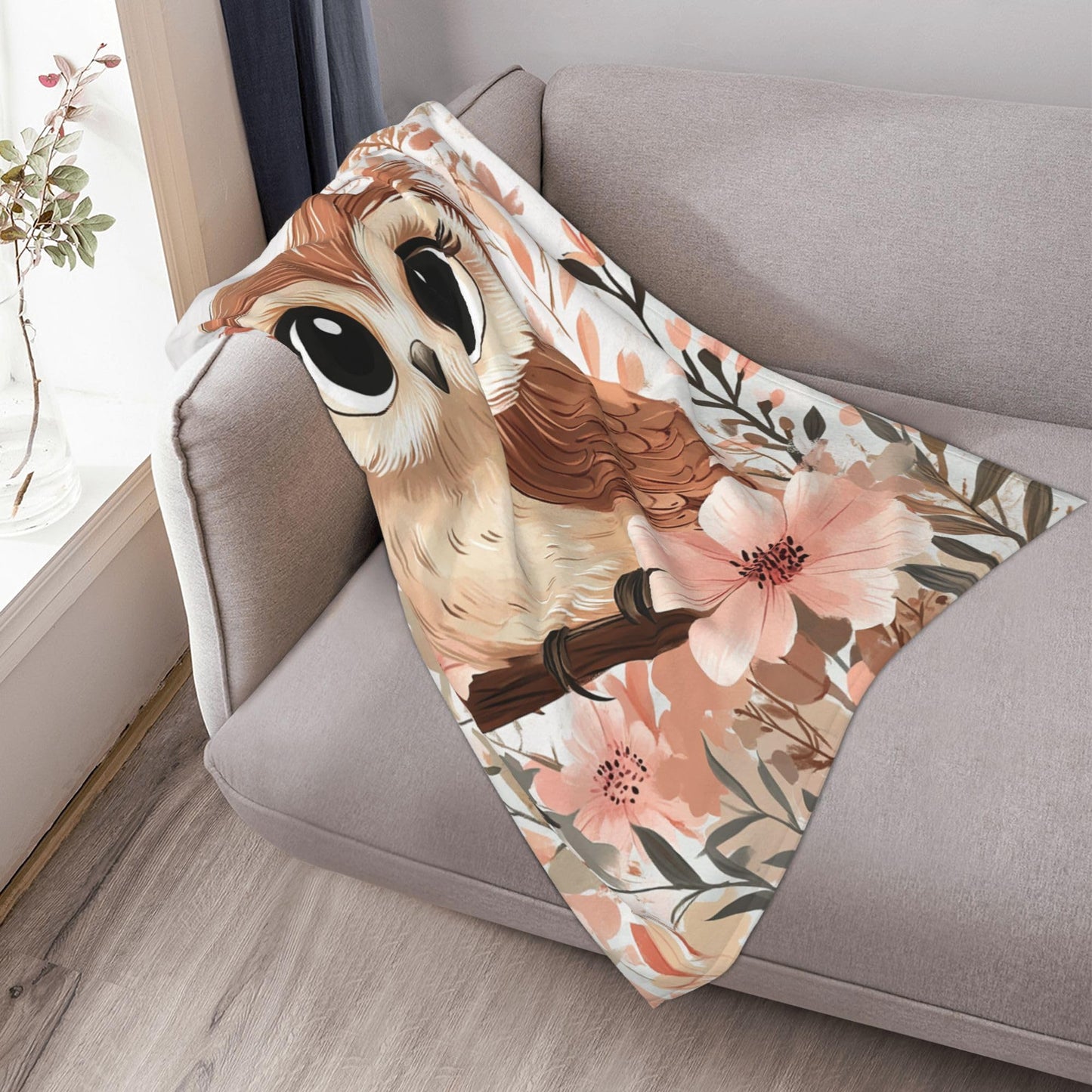 Owl Blanket Cute Animal Floral Fleece Owls Throw Blanket Super Soft Warm Cozy Fuzzy Plush Owl Blanket Gifts for Men Women Girls Boys Kids Teens Room Decor 40"X50"