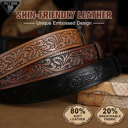 BELTROAD 3 Pack Western Belts for Men Women without Buckle Cowboy Belt for Buckle Mens Western Leaher Belt for Jeans