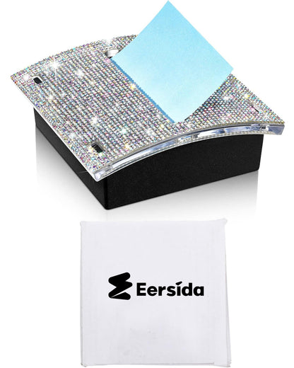 Eersida Rhinestone Self Stick Note Pad Holders 4 x 4 Inches AB Color Cute Note Holder Sticky Dispenser Bling Memo Stick Dispenser for Office Employee Coworkers Gifts Home Desk Supplies