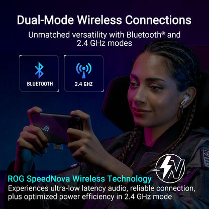 ASUS ROG Cetra True Wireless SpeedNova Gaming Earbuds – Dual-Mode (BT, 2.4GHz), Dirac Opteo, Bone-Conduction AI Mic, Adaptive ANC, 46Hr Battery, for PC, PS5, PS4, Switch, Mobile, ROG Ally/X - Black