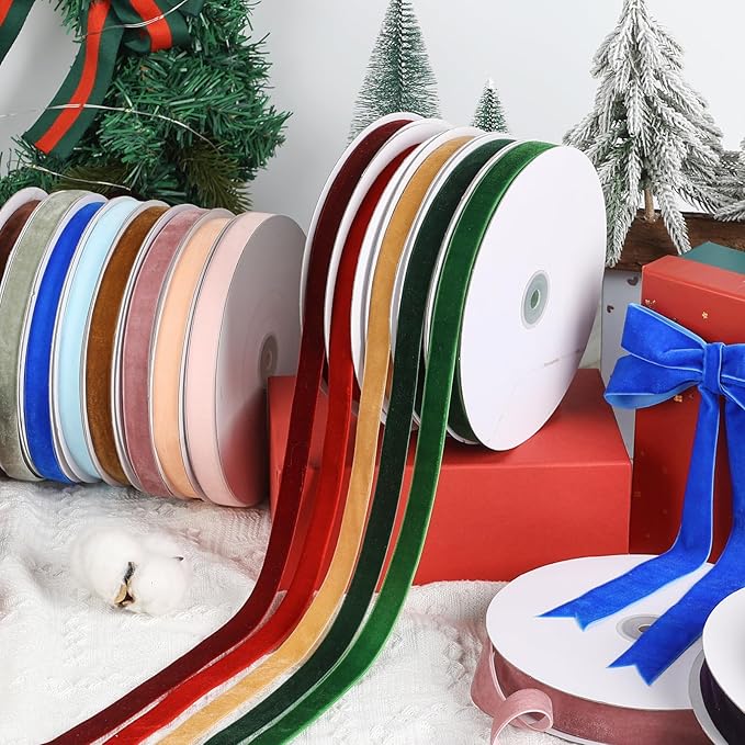 Coffee Velvet Ribbon 2" x 20Yd,Great for Gift Wrapping,Hair Bows Making, Wreaths,Wedding and Christmas Party Decoration (Coffee 2")