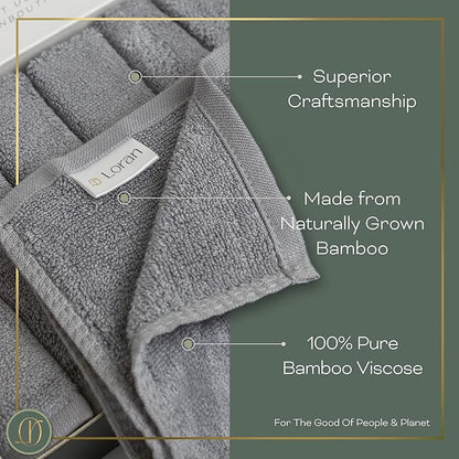 Silver Grey Washcloths Set of 6 Soft Facial Cloths 10” x 10” 100% Viscose