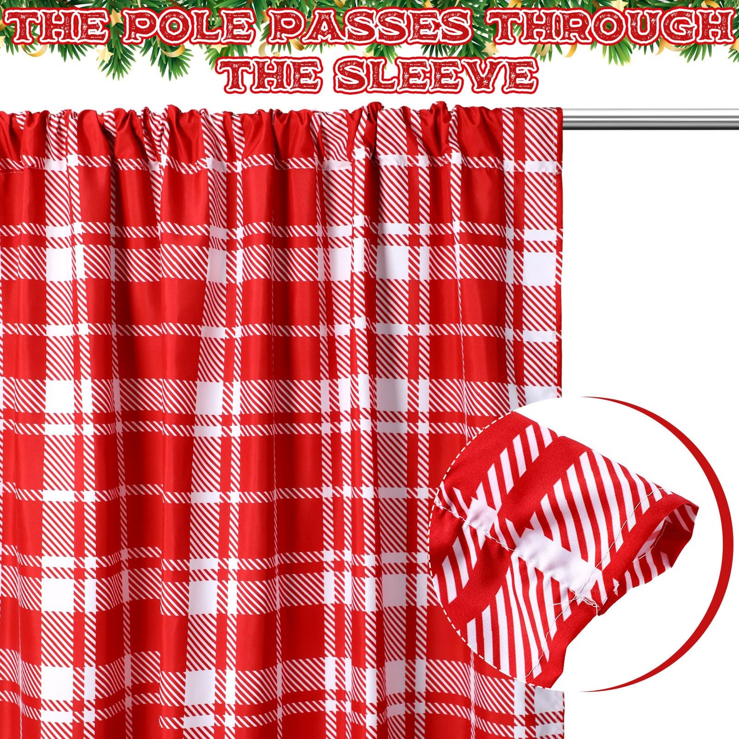 Fanfanwin Red and White Plaid Curtains Buffalo Plaid Curtain Farmhouse Valentine's Day Window Drapes for Living Room Bathroom Home Decoration