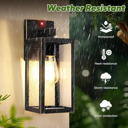 Upgraded Motion Sensor Outdoor Wall Light, 13” Dusk to Dawn Porch Light Outdoor Wall Sconce Lantern, 3 Lighting Modes Exterior Lighting Fixture Wall Mount, Outside Light for House Garage Patio, Bronze