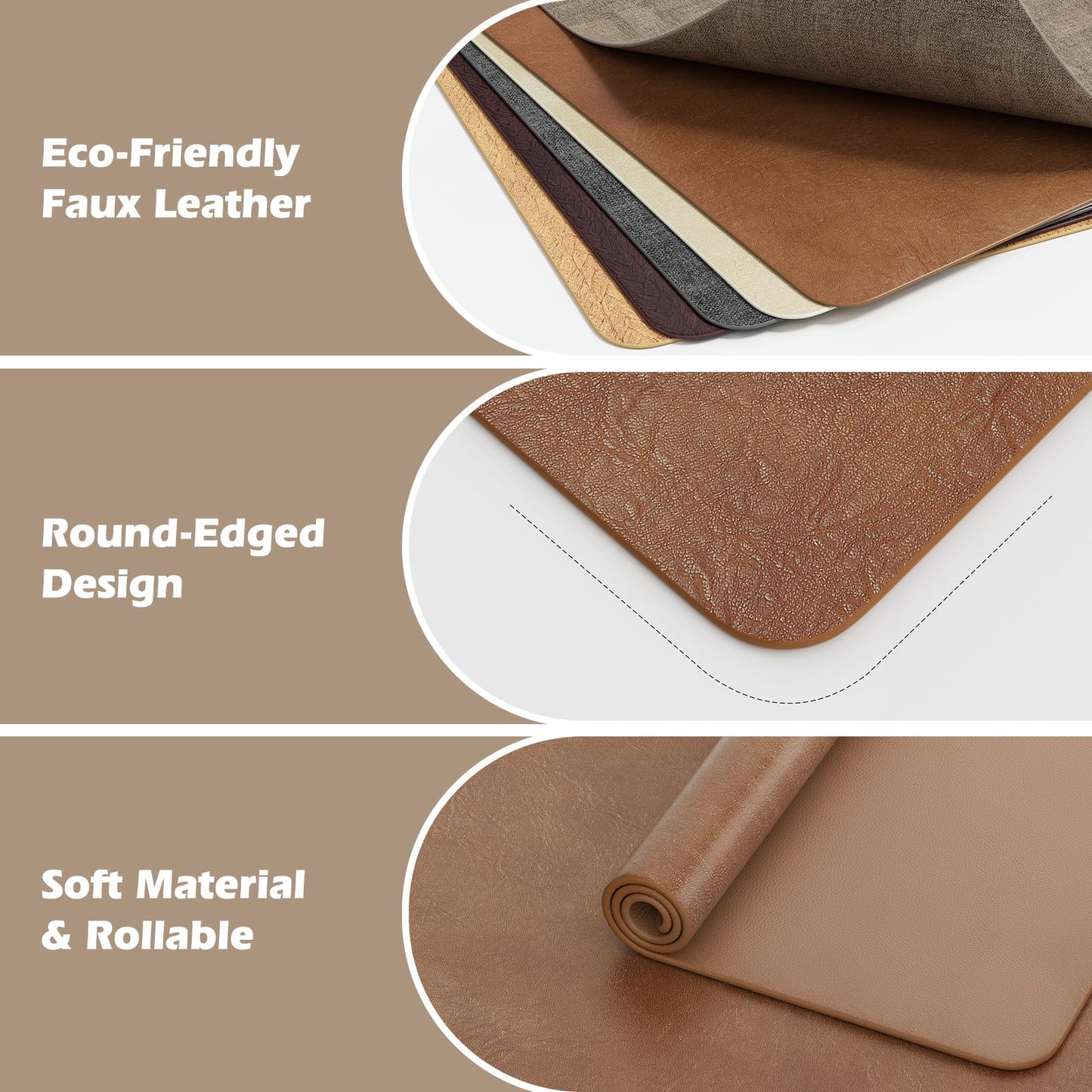 Aofmee Faux Leather Placemats Set of 6 - Waterproof - Wipeable - Washable - Heat Resistant - Anti Slip Stain Resistant Kitchen Dining Table Place Mats, Suitable for Indoor & Outdoor Use, Easy to Clean