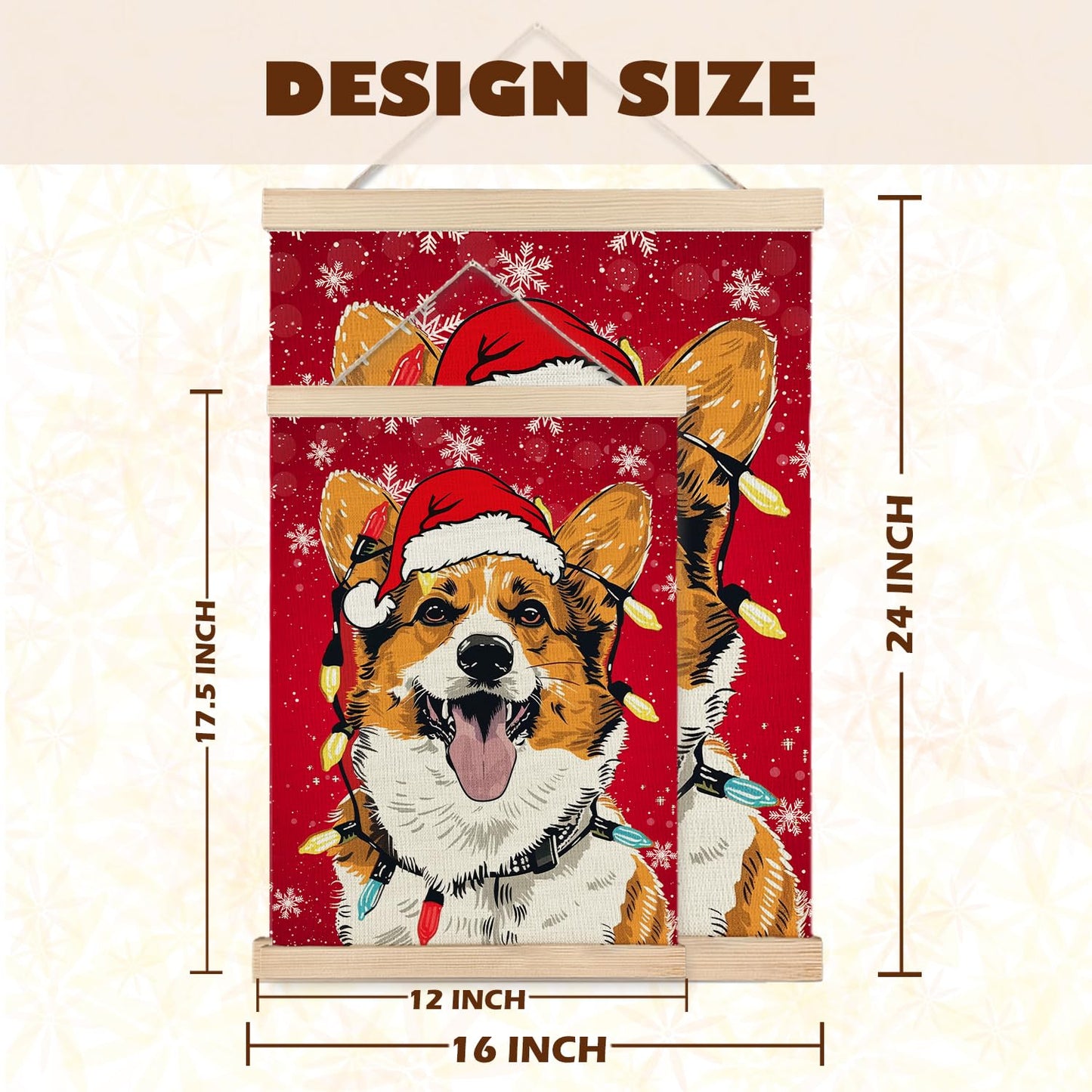 Luvadian Corgi Christmas Wall Art - Wooden Poster Hanger, Wall Decorations, 12x16 Inch