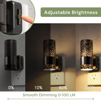 L LOHAS LED Night Lights Plug into Wall, 2 Pack Acrylic Bubble Night Light,Dimmable Nightlight with 0-100 LM, 3000K Plug in Night Light with Dusk to Dawn Sensor, for Bathroom Hallway Bedroom