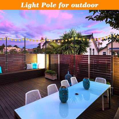 Mutovlin 2 Pack String Light Poles,10 Ft Light Poles for Outside String Lights,Outdoor Lights Pole with Fork,Metal Poles Stand for Patio Deck Backyard