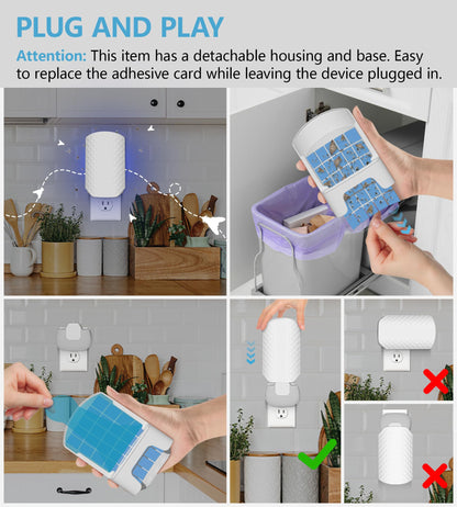 WowCatch Flying Insect Trap for Indoors, Bug Killer Light Trap for Fruit Flies, Gnats, Moths, and Houseflies, 1 Device + 4 Refills, Best Fly Traps for Home, Kitchen, Bedroom, Plant Area, Garages