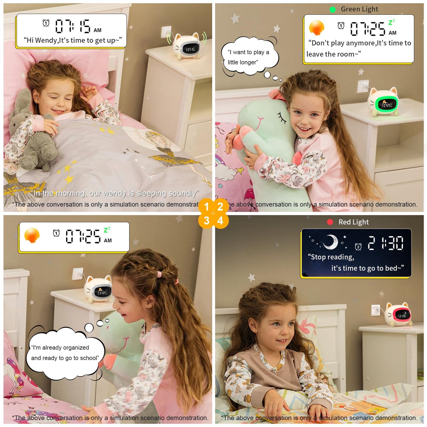 ANALOI Kids Alarm Clock Ok to Wake Alarm Clock for Kids, Toddlers Night Light Clock for Bedroom, Cat Alarm Clock with Sleep Training and Sound Machine, Birthday Gift for Boy Girls Children