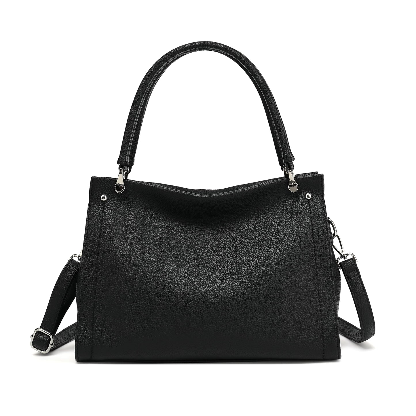 KOGTLA Lychee-textured Leather Purses for Women, Sturdy Ladies Vegan PU Handbags with Adjustable Satchel Strap, Tote Hobo Shoulder Bags Black