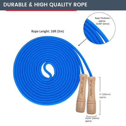 16 FT Long Jump Rope for Kids, Multiplayer, Adjustable | Classic Look Wooden Handle | Durable Kids Jumping Rope, Skipping Rope, Outdoor Fun, Party Game, Birthday Gift