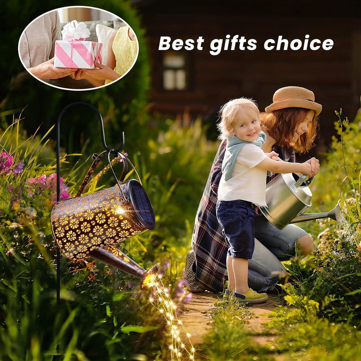 WDLFCGC 2 Pack Solar Watering Can with Lights,Solar Outdoor Garden Decor Waterproof Hanging Lantern Landscape Lights Outside Decorations for Yard Lawn Patio Gardening Gifts.