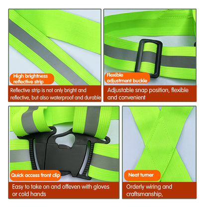 Reflective Safety Vest 2pcs - High Visibility Vest Adjustable Straps for Outdoor Jogging, Cycling, Walking,Construction Workers,Traffic Control,and Outdoor. Fits Men Women (Green + Orange)