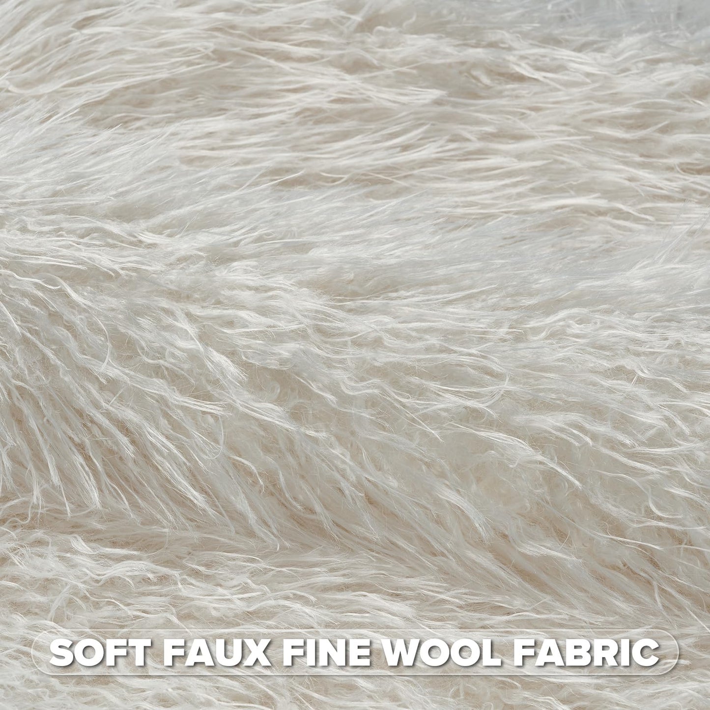 FUTEI Pack of 2 Shaggy Mongolian Faux Wool Throw Pillow Covers 18x18 Inch Soft Fluffy Farmhouse Decorative Cushion Case for Couch Bed Living Room, Cream White