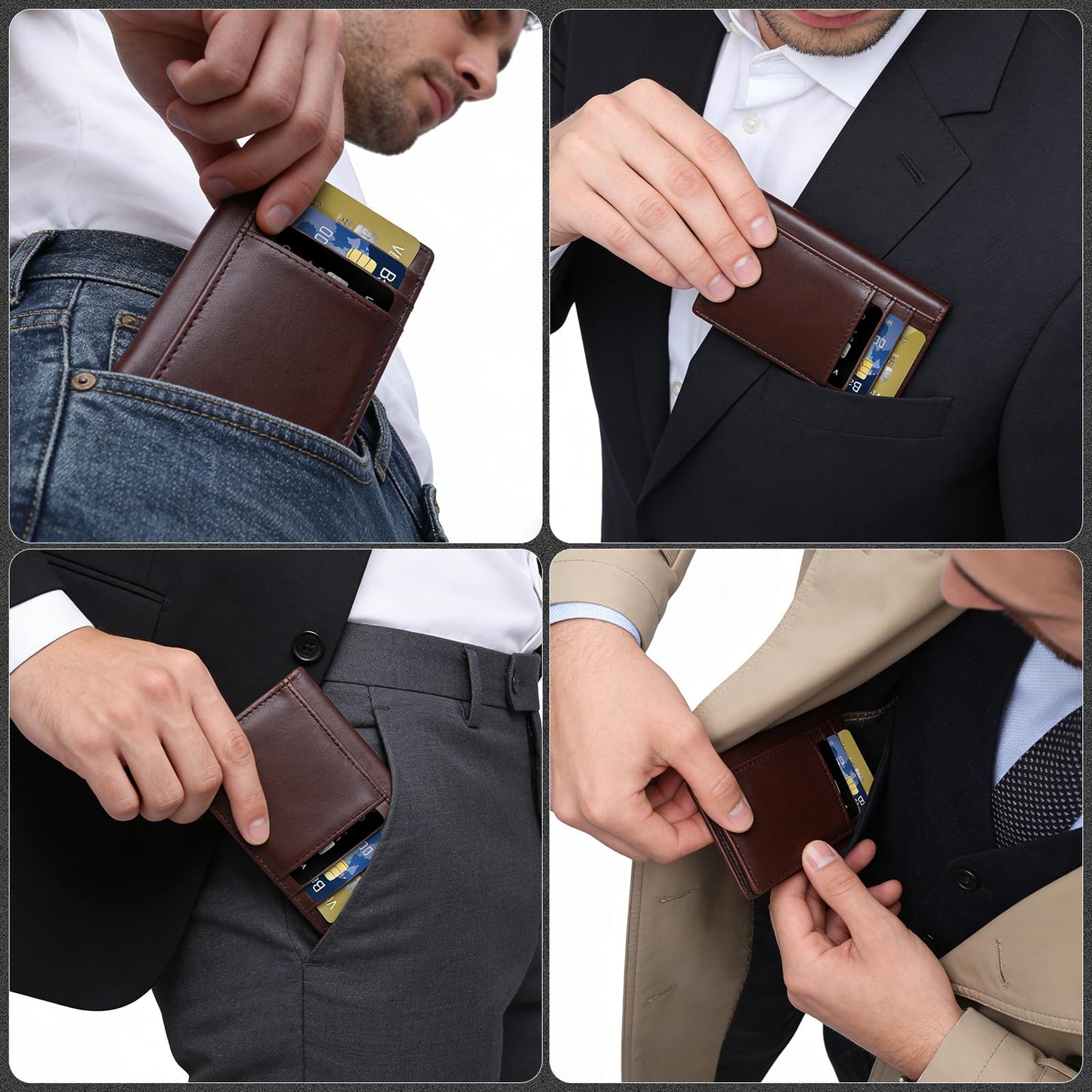 baotuiok Small Card Case Slim Mens Bifold Wallet，Thin Travel Minimalist Leather Wallet for Men， Credit Card Holder for Men(brown)
